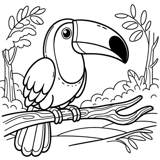 Toucan in Nature Coloring Page