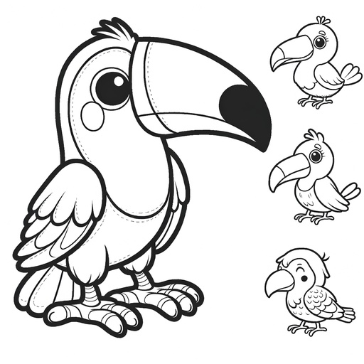 Toucan with Jungle Friends Coloring Page