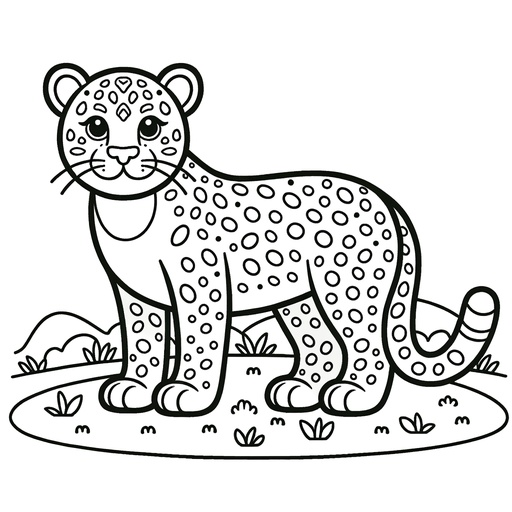 Leopard in Nature Coloring Page