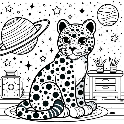 Space Leopard Coloring Page