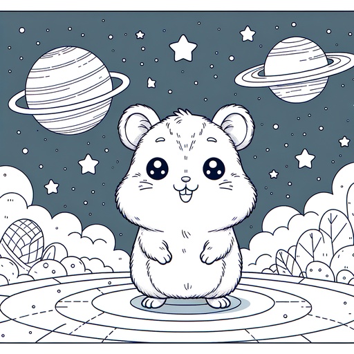 Space Hamster Coloring Page