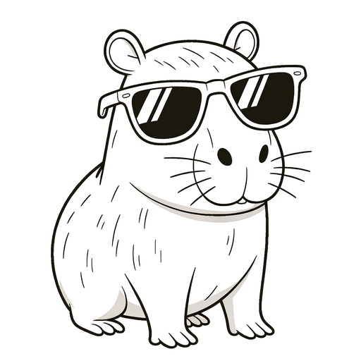 Capybara in Sunglasses Coloring Page