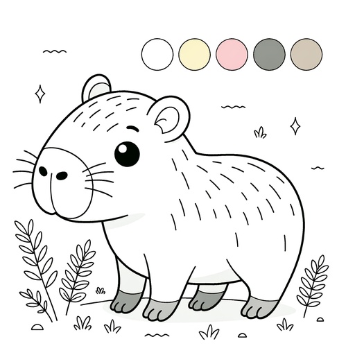 Cute Capybara Coloring Page