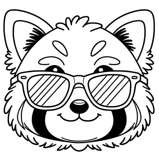 Red Panda in Sunglasses Coloring Page