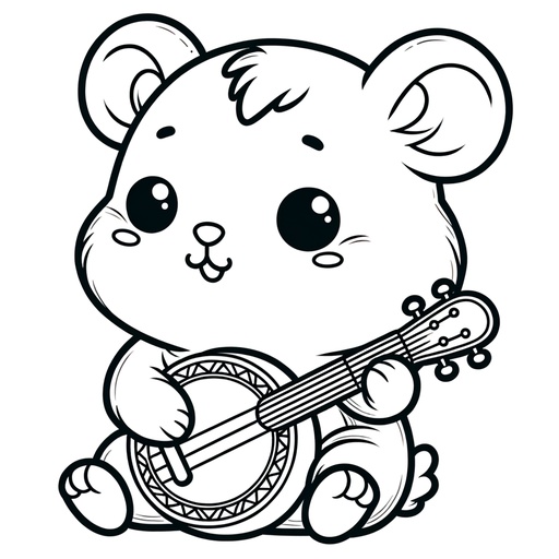 Musical Hamster Coloring Page