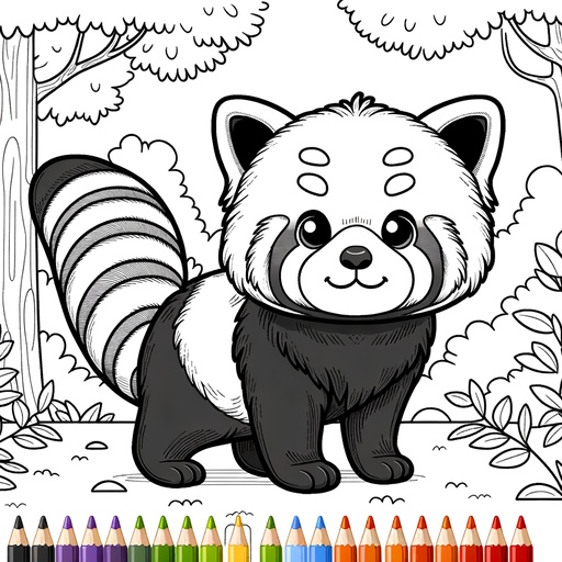 Red Panda in Nature Coloring Page