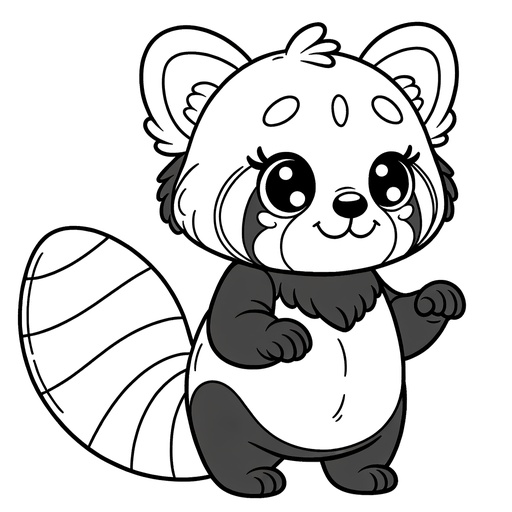 Cartoon Red Panda Coloring Page