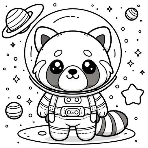 Space Red Panda Coloring Page