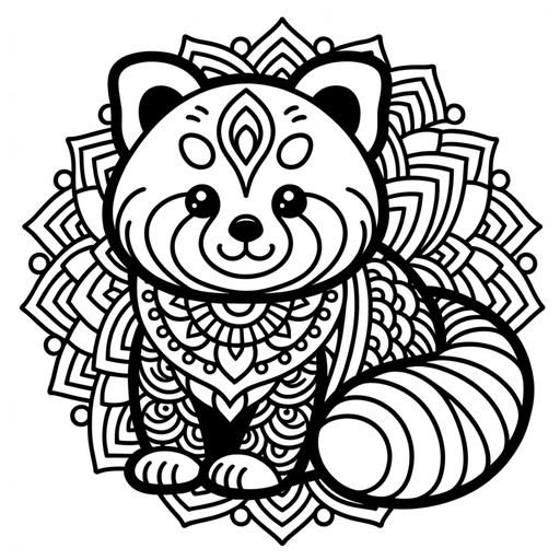 Mandala Red Panda Coloring Page