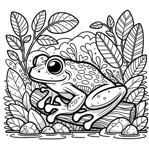 Tree Frog in Nature Coloring Page