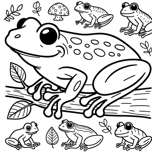 Tree Frog with Rainforest Friends Coloring Page