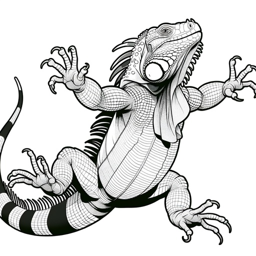 Action Iguana Coloring Page