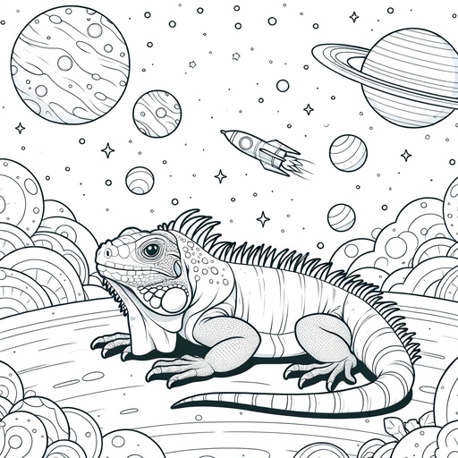 Space Iguana Coloring Page