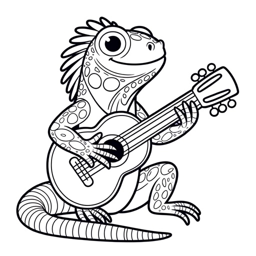 Musical Iguana Coloring Page