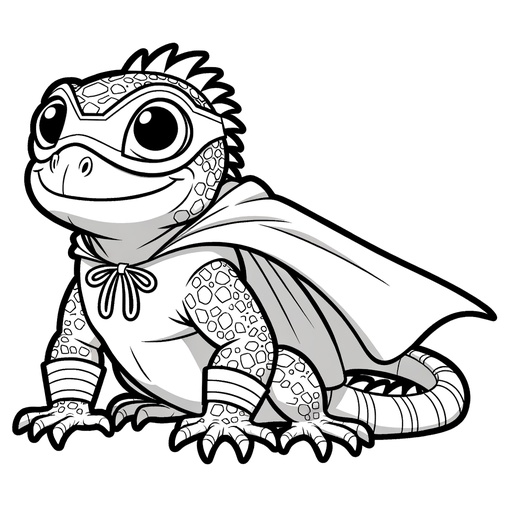 Superhero Iguana Coloring Page- 4 Free Printable Pages