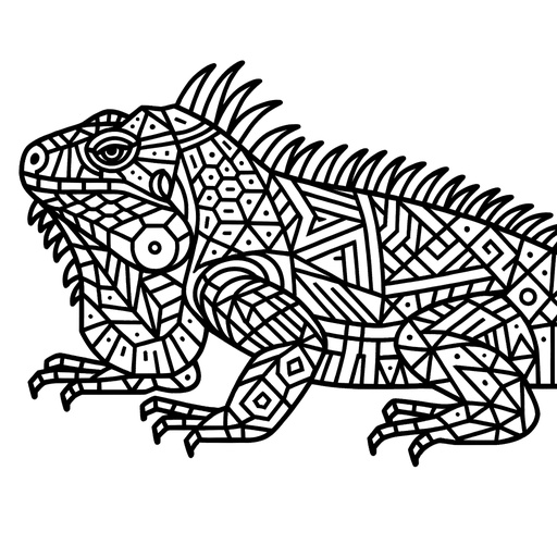 Geometric Iguana Coloring Page