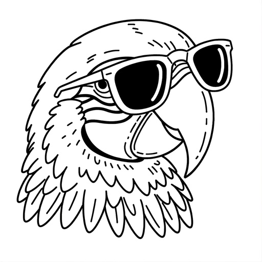 Macaw in Sunglasses Coloring Page