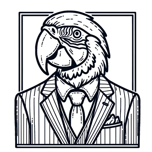 Macaw in a Suit Coloring Page