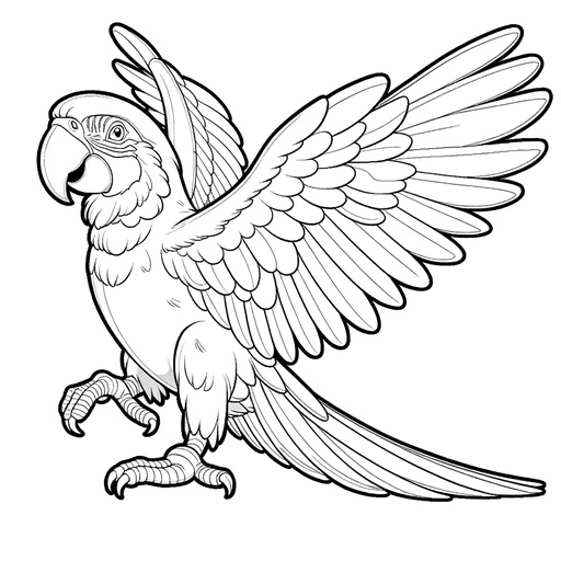 Action Macaw Coloring Page