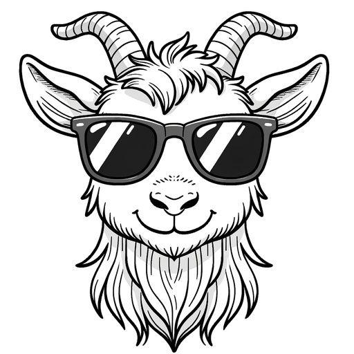 Goat in Sunglasses Coloring Page