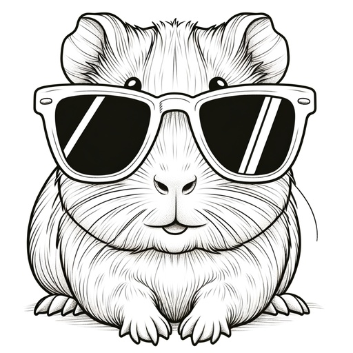 Guinea Pig in Sunglasses Coloring Page