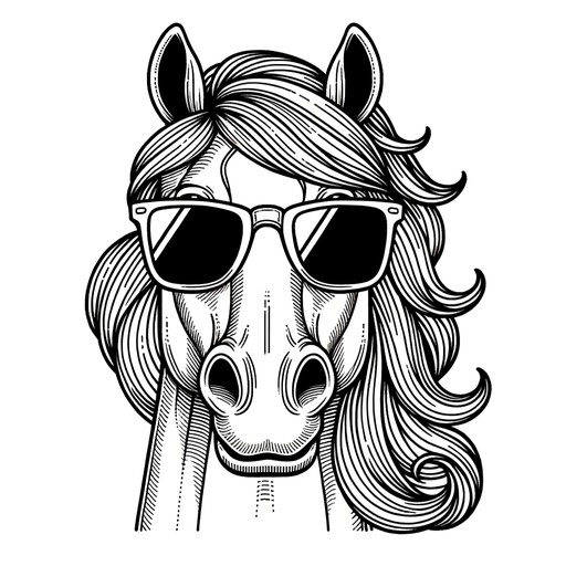 Horse in Sunglasses Coloring Page