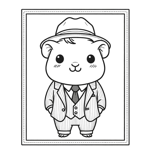 Guinea Pig in a Suit Coloring Page