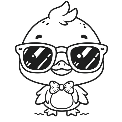 Duck in Sunglasses Coloring Page