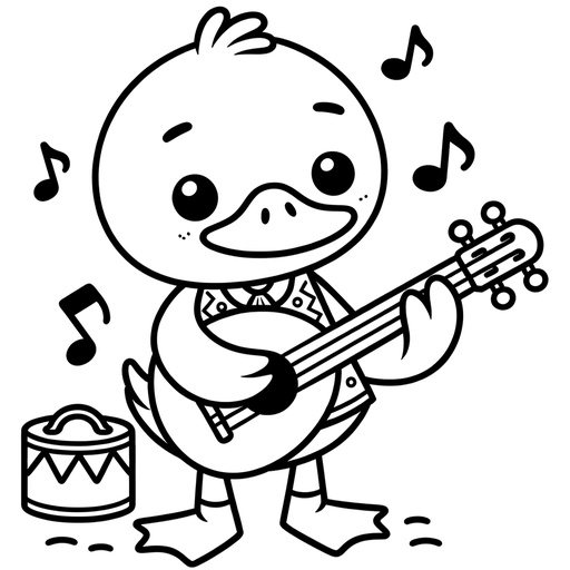 Musical Duck Coloring Page