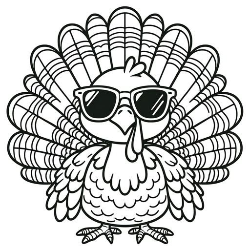 Turkey in Sunglasses Coloring Page