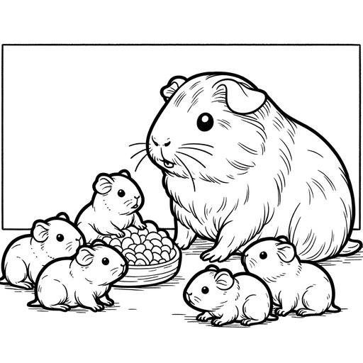 Guinea Pig with Pet Friends Coloring Page