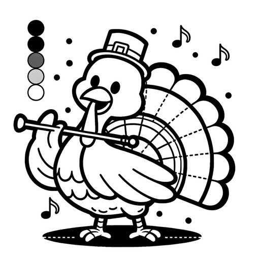 Musical Turkey Coloring Page