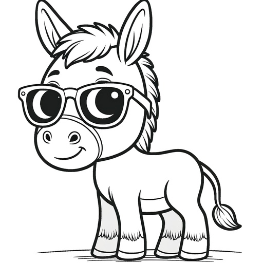 Donkey in Sunglasses Coloring Page