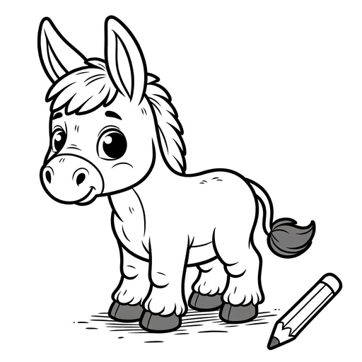 Cute Donkey Coloring Page