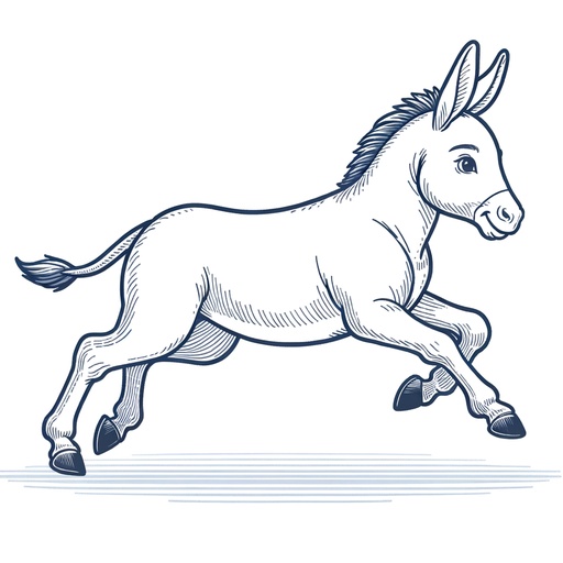 Action Donkey Coloring Page