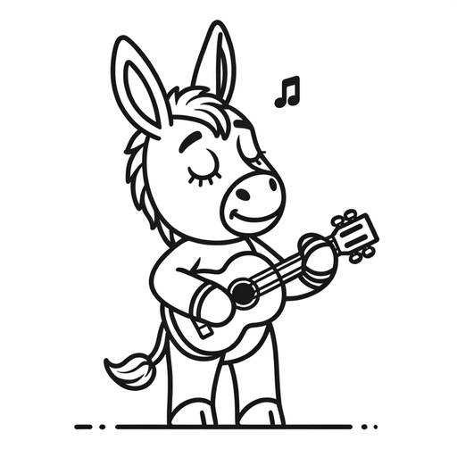 Musical Donkey Coloring Page