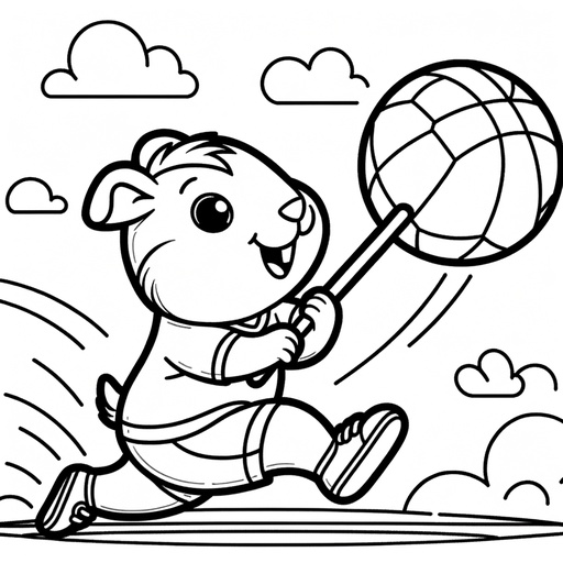 Sporty Guinea Pig Coloring Page