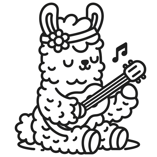 Musical Llama Coloring Page