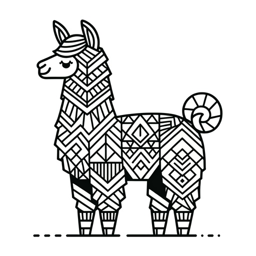 Geometric Llama Coloring Page