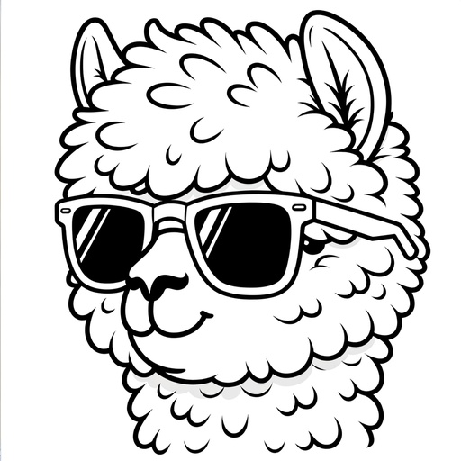 Alpaca in Sunglasses Coloring Page