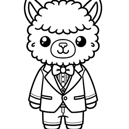 Alpaca in a Suit Coloring Page