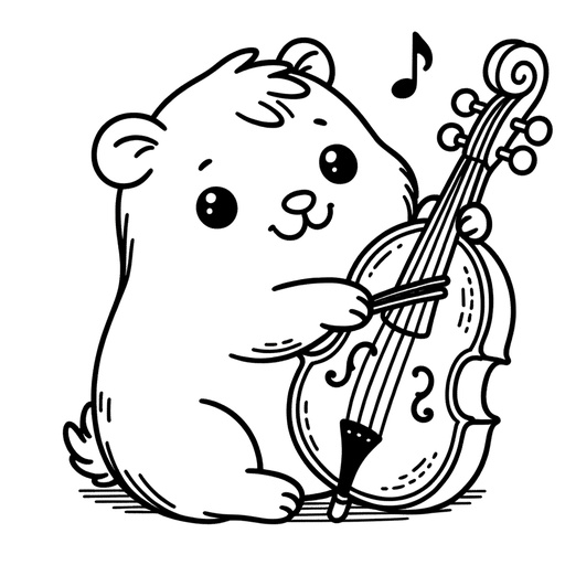 Musical Guinea Pig Coloring Page