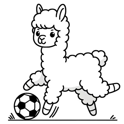 Sporty Alpaca Coloring Page