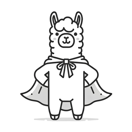 Superhero Alpaca Coloring Page