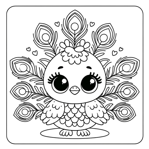 Cute Peacock Coloring Page