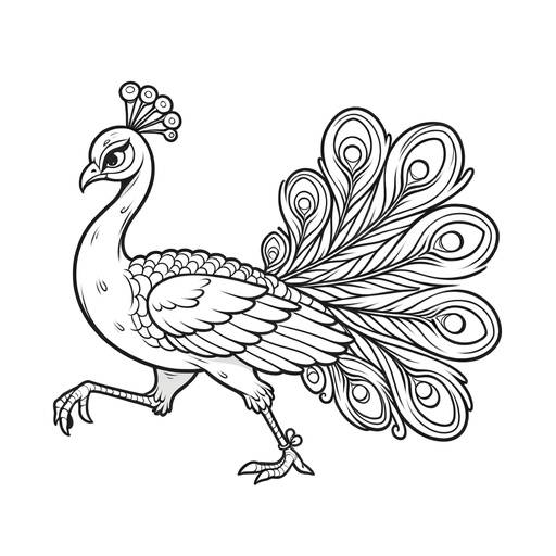 Action Peacock Coloring Page