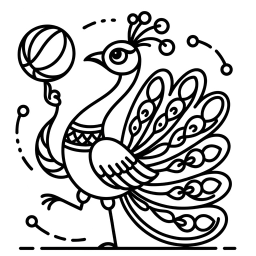 Sporty Peacock Coloring Page