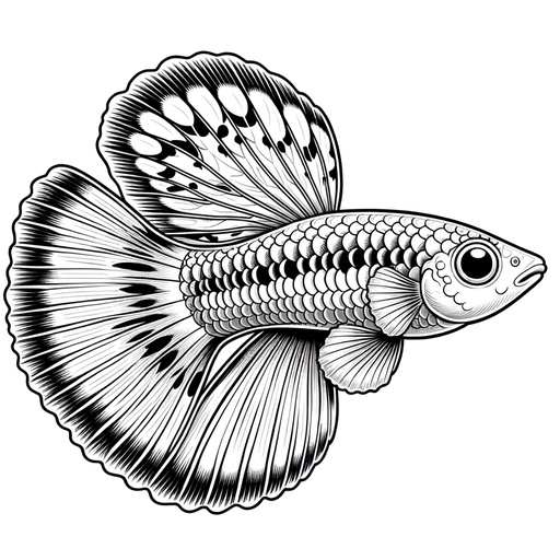 Realistic Guppy Coloring Page