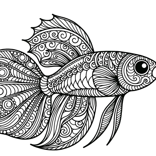 Zentangle Guppy Coloring Page