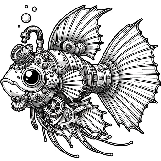 Steampunk Guppy Coloring Page